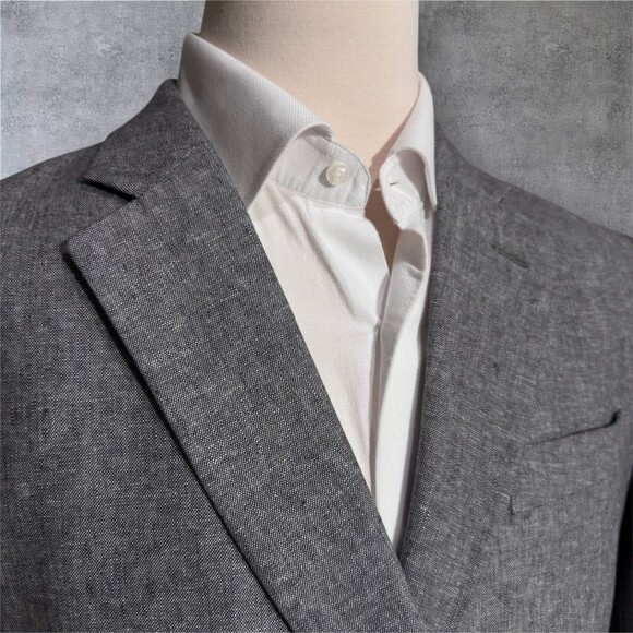 Stafford Blazer 44R Gray Cotton\Linen Sport Coat Classic Fit 2-Button Jacket Men - Picture 3 of 12